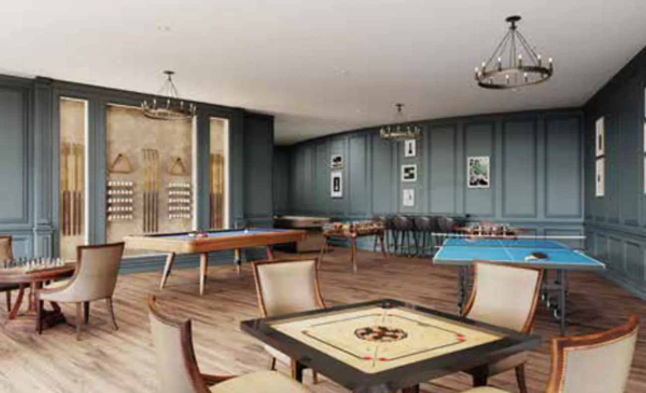 Clubhouse lounge and indoor games at Balaji Classica
